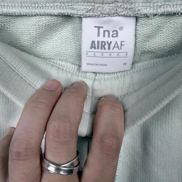 TNA AiryAF Fleece Jogger Pants Light Mint Green Size M Aritzia Cozy Fit Casual - Picture 3 of 12